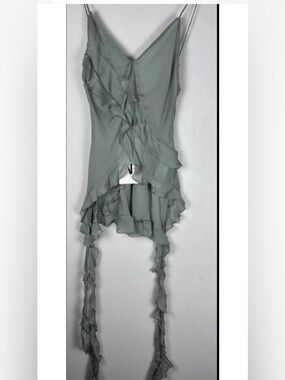 Zara NWT Sage Green Sheer Ruffle Cami Top XS Fairy Boho Festival